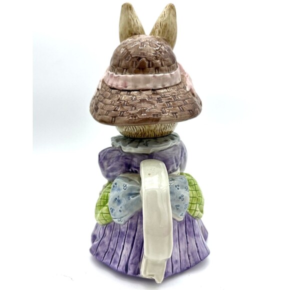 Fitz and Floyd Bunny Teapot OCI Omnibus 420Z Easter Bonnet Pastel Ceramic VTG - Picture 4 of 11